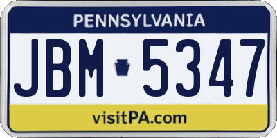 PA license plate JBM5347