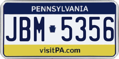 PA license plate JBM5356