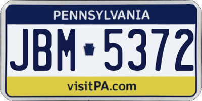 PA license plate JBM5372