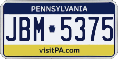 PA license plate JBM5375