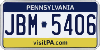 PA license plate JBM5406