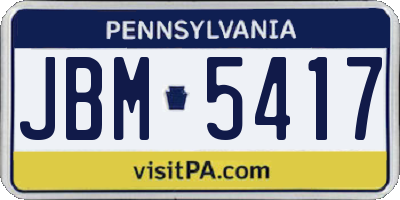 PA license plate JBM5417