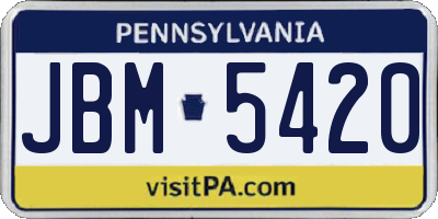 PA license plate JBM5420