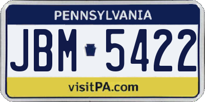 PA license plate JBM5422