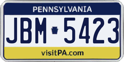 PA license plate JBM5423