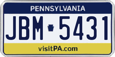 PA license plate JBM5431