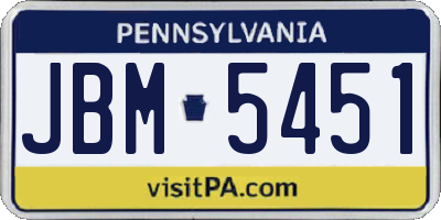 PA license plate JBM5451