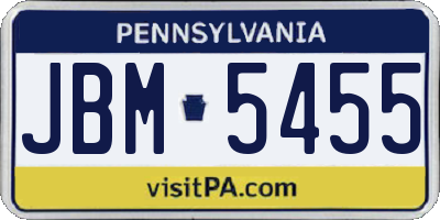 PA license plate JBM5455
