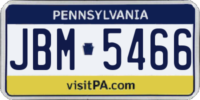 PA license plate JBM5466