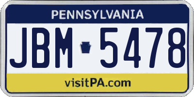 PA license plate JBM5478