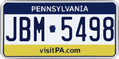 PA license plate JBM5498