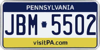 PA license plate JBM5502