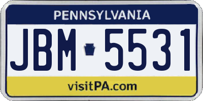 PA license plate JBM5531