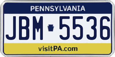 PA license plate JBM5536