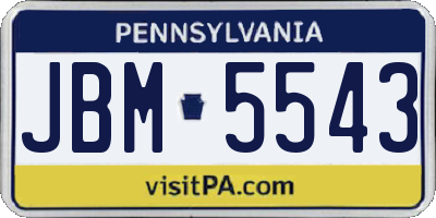PA license plate JBM5543