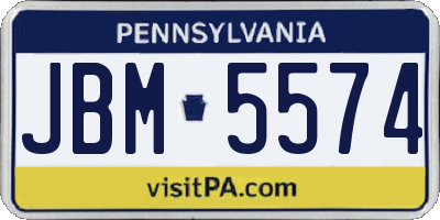 PA license plate JBM5574