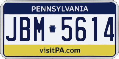 PA license plate JBM5614