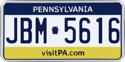 PA license plate JBM5616