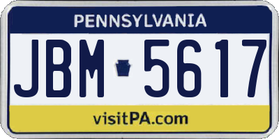 PA license plate JBM5617