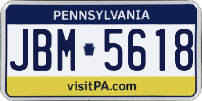 PA license plate JBM5618