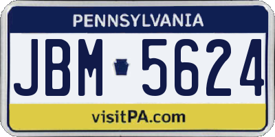 PA license plate JBM5624
