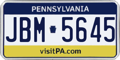 PA license plate JBM5645