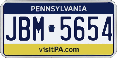 PA license plate JBM5654
