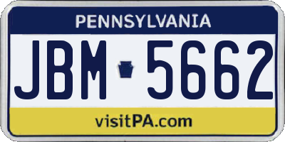 PA license plate JBM5662