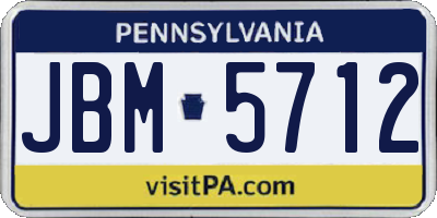 PA license plate JBM5712
