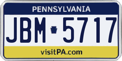 PA license plate JBM5717