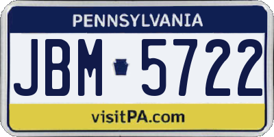 PA license plate JBM5722