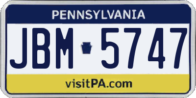 PA license plate JBM5747