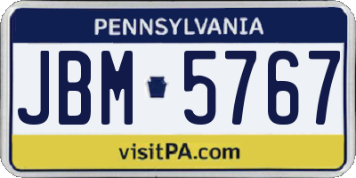 PA license plate JBM5767