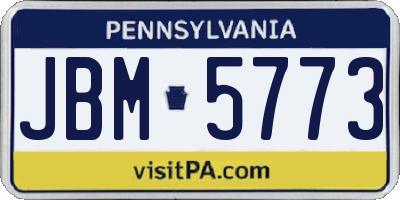PA license plate JBM5773