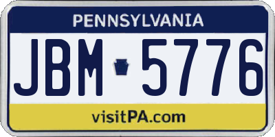 PA license plate JBM5776
