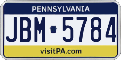 PA license plate JBM5784