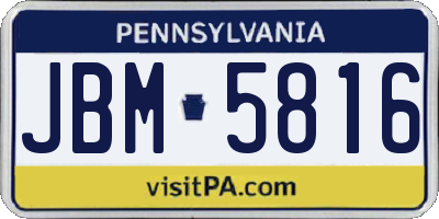 PA license plate JBM5816