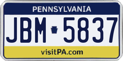 PA license plate JBM5837