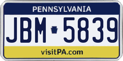 PA license plate JBM5839