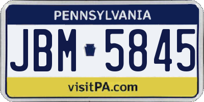 PA license plate JBM5845