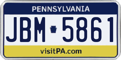 PA license plate JBM5861