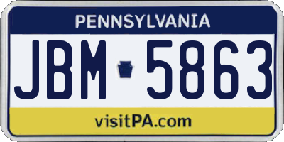 PA license plate JBM5863