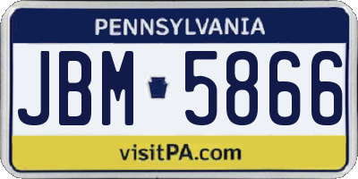 PA license plate JBM5866