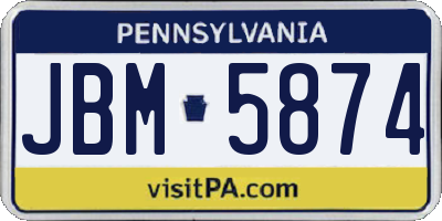 PA license plate JBM5874