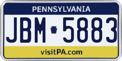 PA license plate JBM5883