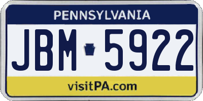 PA license plate JBM5922