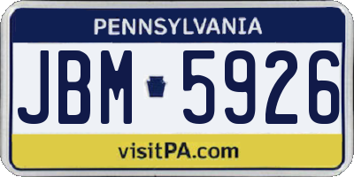 PA license plate JBM5926