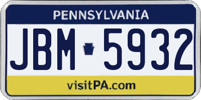 PA license plate JBM5932