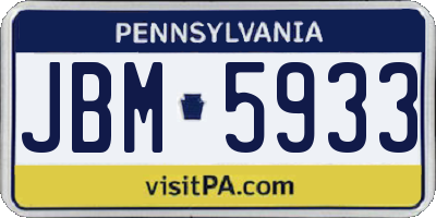 PA license plate JBM5933