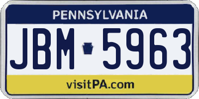 PA license plate JBM5963